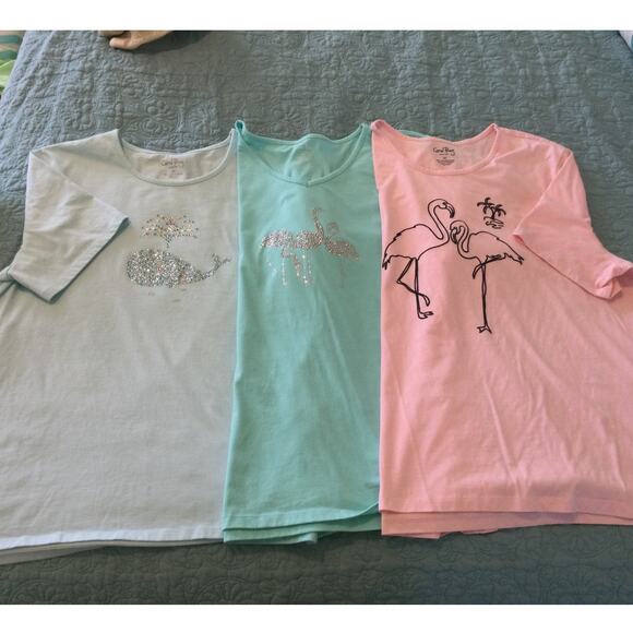 Lot of 3 Coral Bay Womens Tee Shirts 2XL Pastel Beachy Theme - Picture 1 of 12